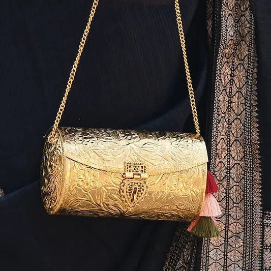 foliage brass purse with naqqashi work