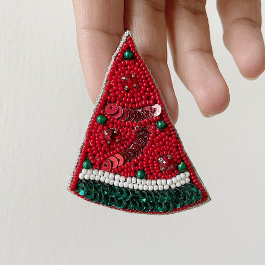 hand embroidered earrings - melons