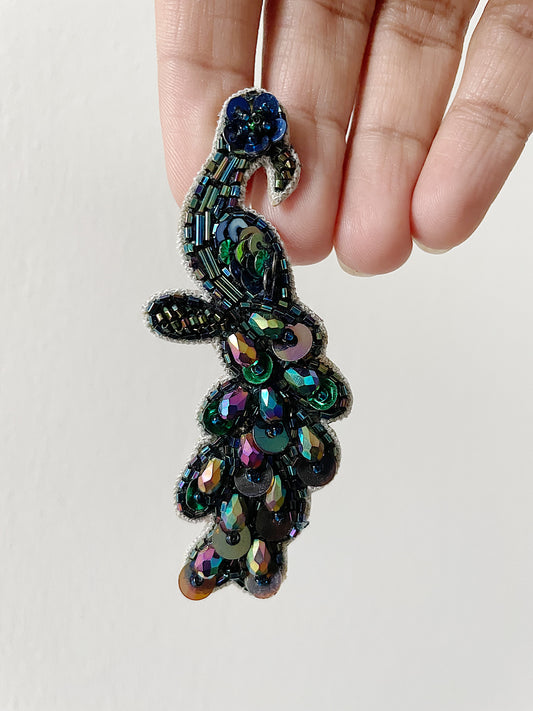 hand embroidered earrings - peacocks