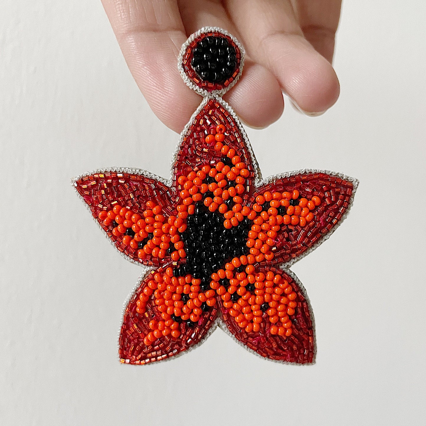 hand embroidered earrings - tangerine melodies