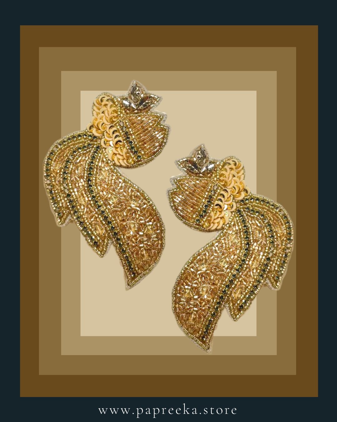 hand embroidered earrings - goldfishes