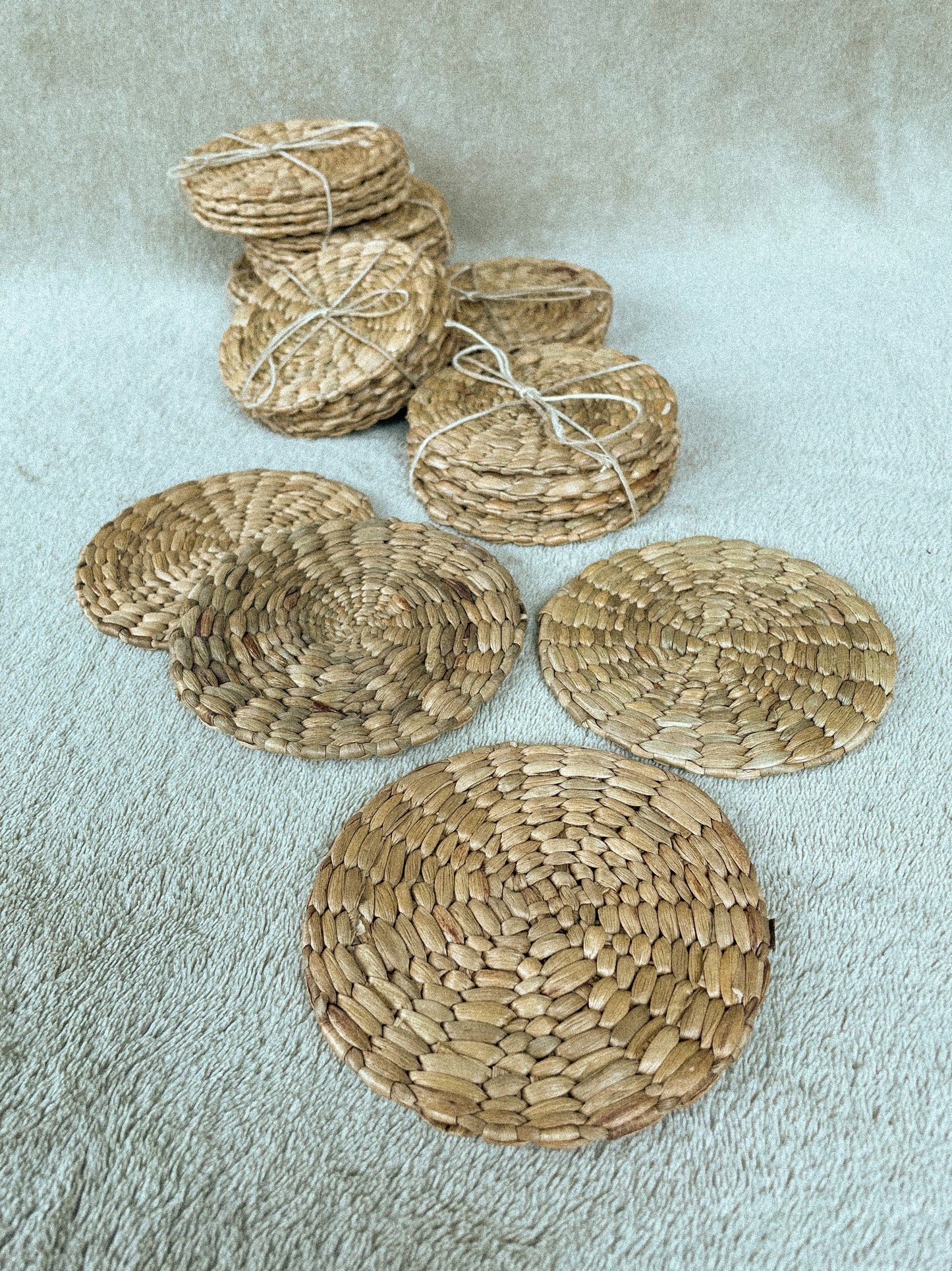 handmade water hyacinth coasters - set of 4