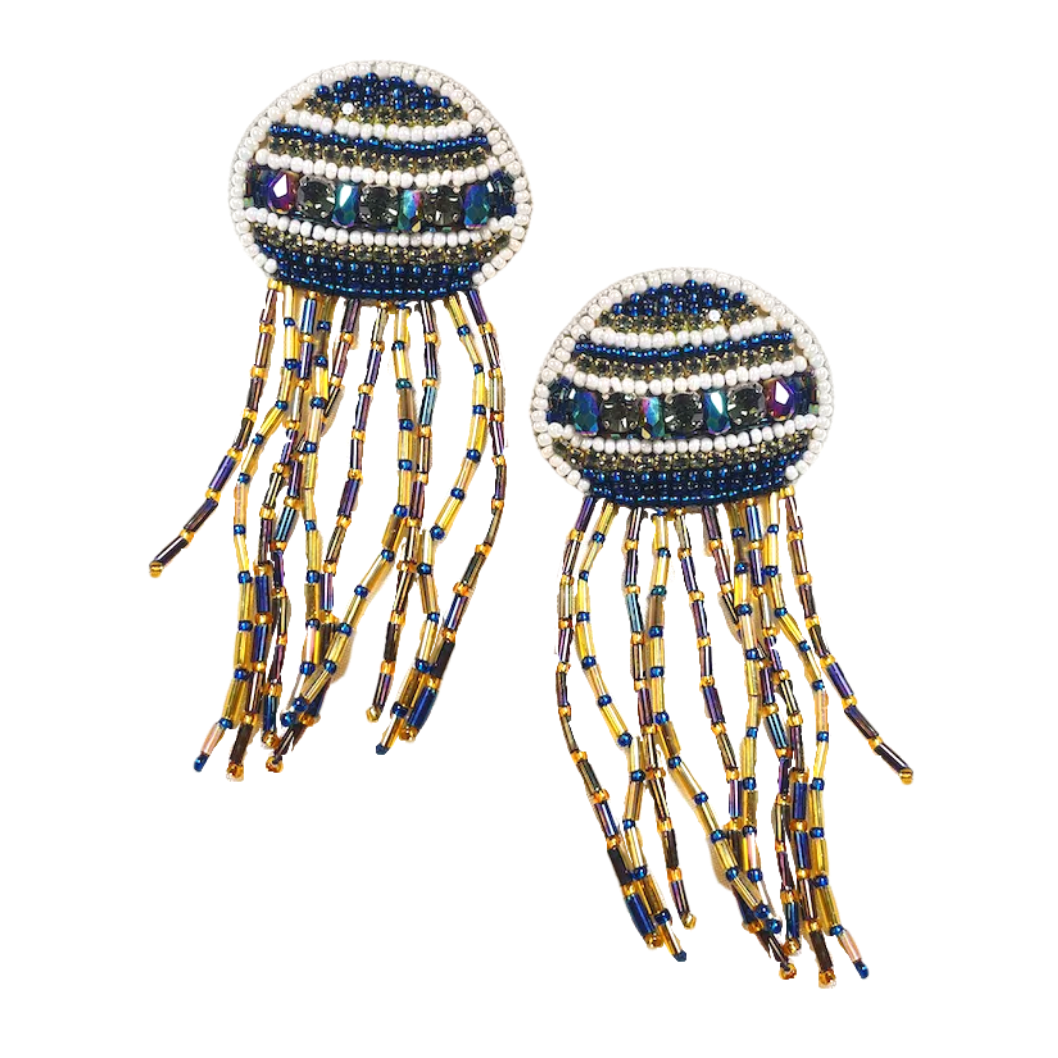 hand embroidered earrings - jellyfishes